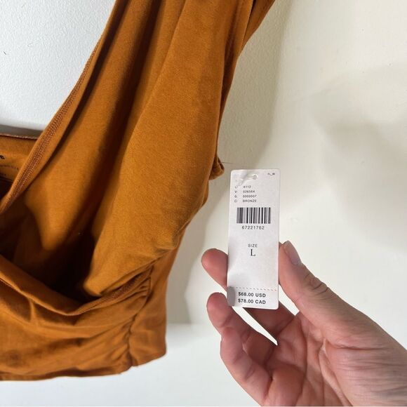 Maeve by Anthropologie NWT draped wrap top Large Rust Burnt Orange - Picture 5 of 7